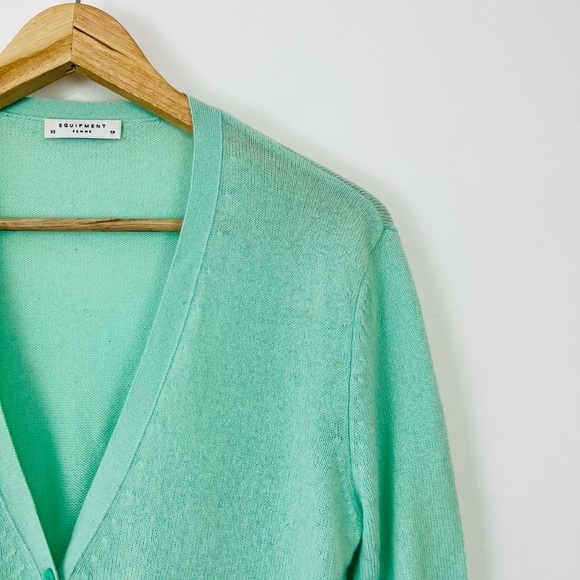 Equipment Turquoise Blue 100% Cashmere Knit Relaxed Fit Cardigan UK XS - Picture 2 of 11